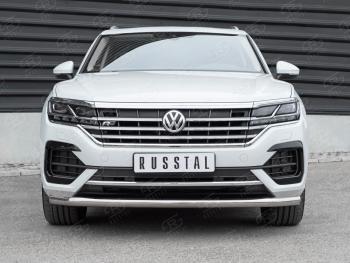 Защита переднего бампера (Ø63 мм, нержавейка, NOT 2.0 TSI) SLITKOFF Volkswagen Touareg CR (2018-2025)