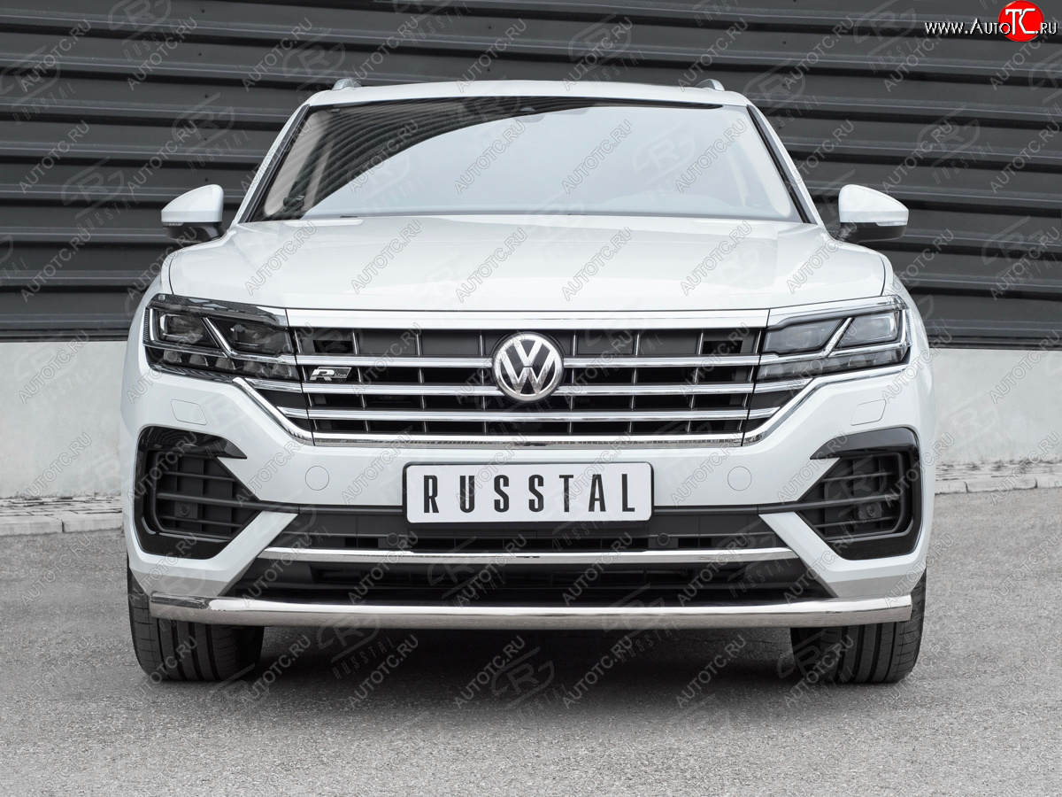 18 699 р. Защита переднего бампера (Ø63 мм, нержавейка, NOT 2.0 TSI) SLITKOFF Volkswagen Touareg CR (2018-2025)  с доставкой в г. Пермь
