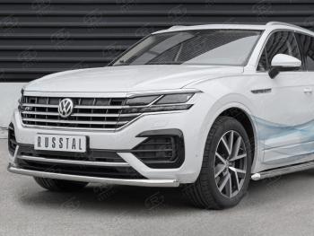18 699 р. Защита переднего бампера (Ø63 мм, нержавейка, NOT 2.0 TSI) SLITKOFF Volkswagen Touareg CR (2018-2025)  с доставкой в г. Пермь. Увеличить фотографию 2