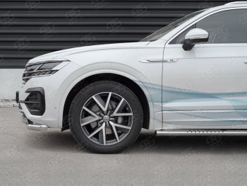 30 649 р. Защита переднего бампера (2 трубы Ø63 с клыками, нержавейка not 2.0 tsi) SLITKOFF  Volkswagen Touareg  CR (2018-2025)  с доставкой в г. Пермь. Увеличить фотографию 4