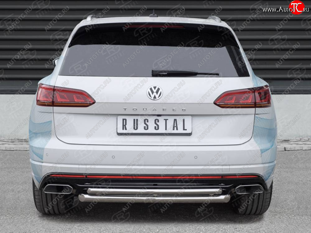 19 449 р. Защита заднего бампера (2 трубы Ø63 и 42 мм, нержавейка) SLITKOFF  Volkswagen Touareg  CR (2018-2025)  с доставкой в г. Пермь
