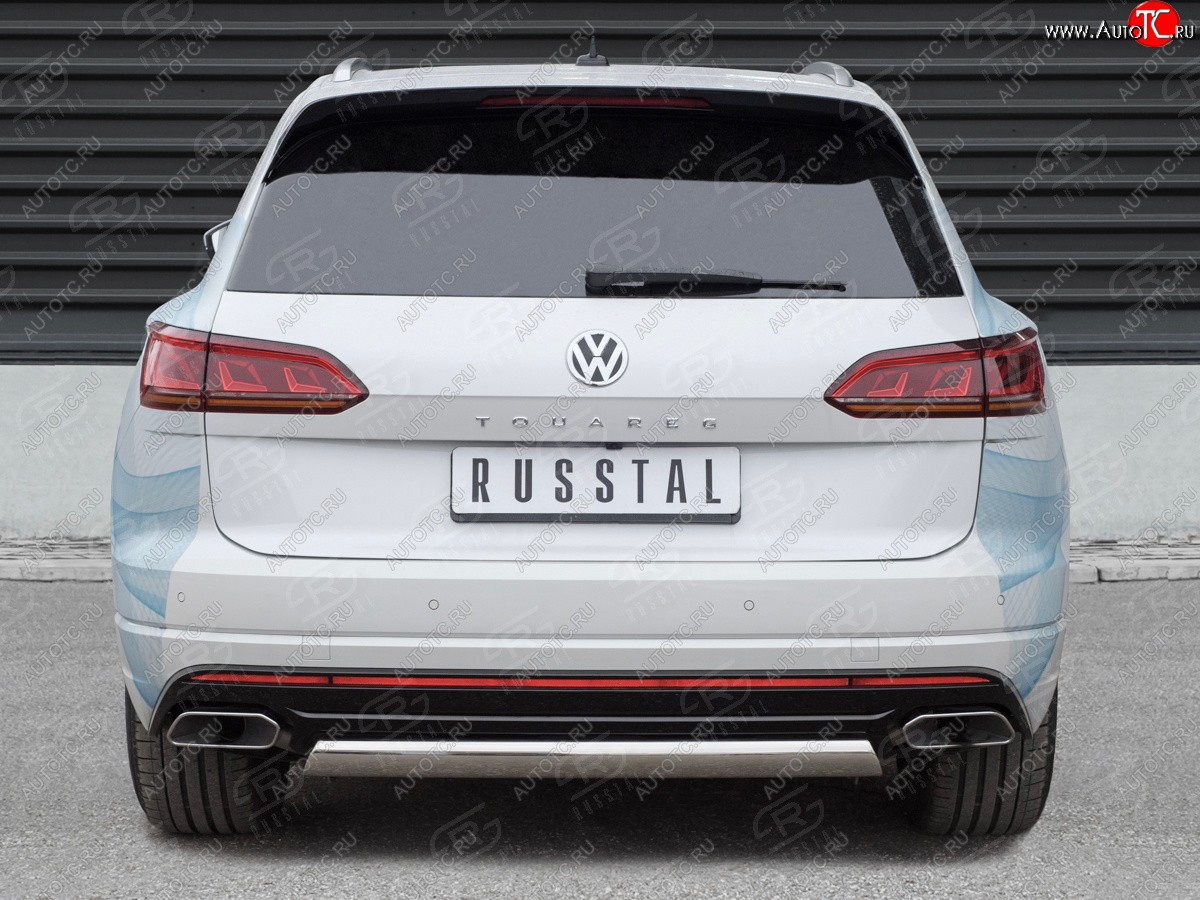 13 899 р. Защита заднего бампера (Ø75х42 мм, нержавейка) Russtal Volkswagen Touareg CR (2018-2025)  с доставкой в г. Пермь