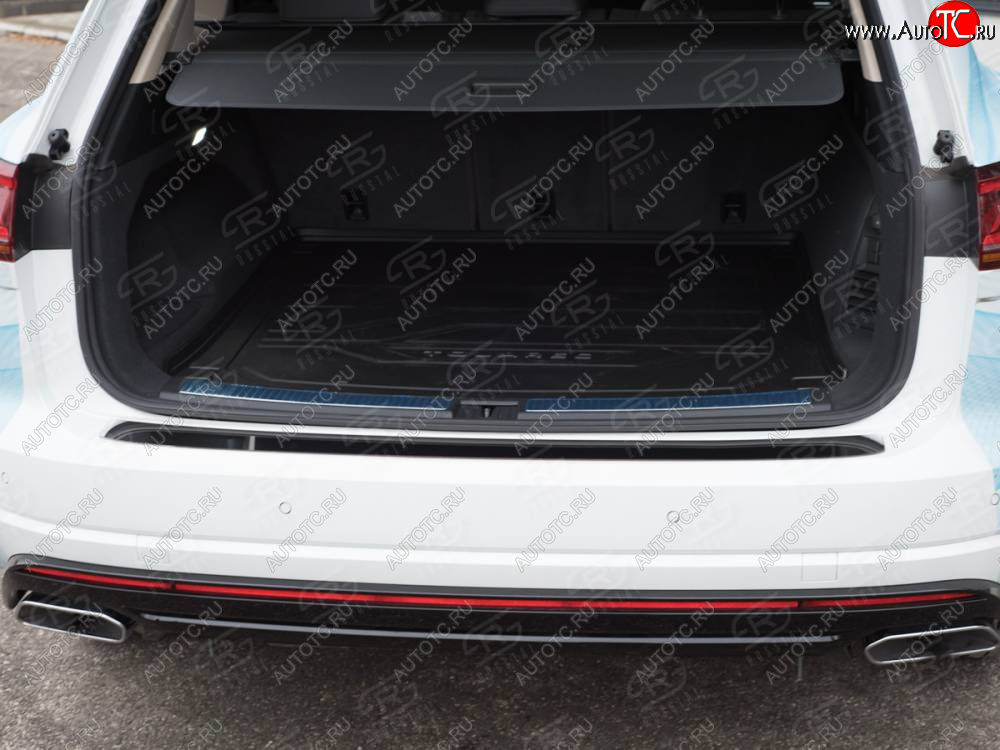 1 999 р. Защитная накладка заднего бампера Russtal Volkswagen Touareg CR (2018-2025) (нержавейка полированная)  с доставкой в г. Пермь