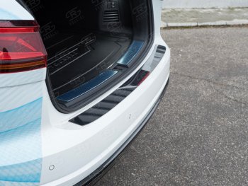 1 999 р. Защитная накладка заднего бампера Russtal Volkswagen Touareg CR (2018-2025) (нержавейка полированная)  с доставкой в г. Пермь. Увеличить фотографию 3