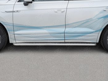 24 649 р. Пороги SLITKOFF d42 с листом  Volkswagen Touareg  CR (2018-2025) (лист алюминий, проф. нержавейка)  с доставкой в г. Пермь. Увеличить фотографию 2