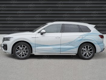 24 649 р. Пороги SLITKOFF d42 с листом  Volkswagen Touareg  CR (2018-2025) (лист алюминий, проф. нержавейка)  с доставкой в г. Пермь. Увеличить фотографию 3