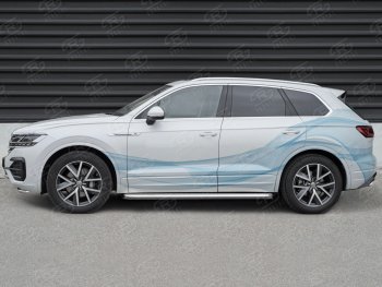 22 999 р. Пороги SLITKOFF d42 с листом Volkswagen Touareg CR (2018-2025) (лист алюминий, проф. сталь)  с доставкой в г. Пермь. Увеличить фотографию 3