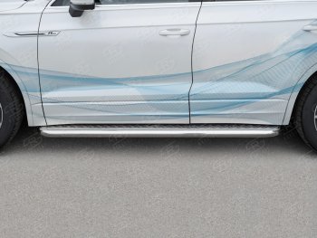 30 799 р. Пороги SLITKOFF d63 с листом Volkswagen Touareg CR (2018-2025) (лист алюминий, проф. сталь)  с доставкой в г. Пермь. Увеличить фотографию 2