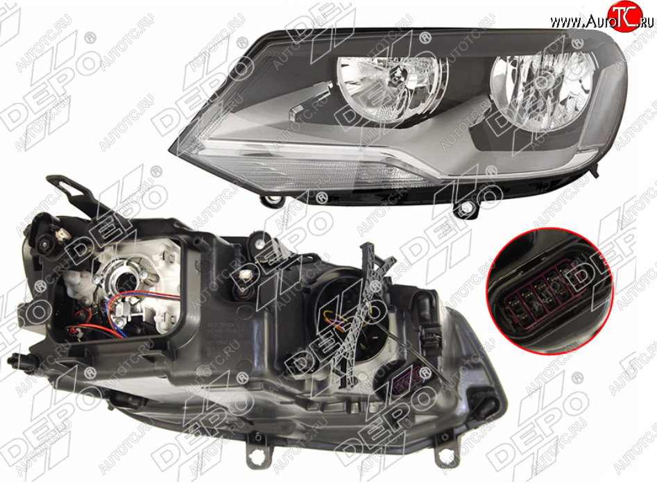 5 999 р. Левая фара (галоген, с корректором) DEPO Volkswagen Touareg NF дорестайлинг (2010-2014)  с доставкой в г. Пермь