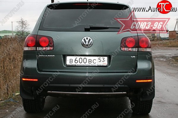 8 549 р. Защита заднего бампера Souz-96 (d42)  Volkswagen Touareg  GP (2006-2010) рестайлинг  с доставкой в г. Пермь