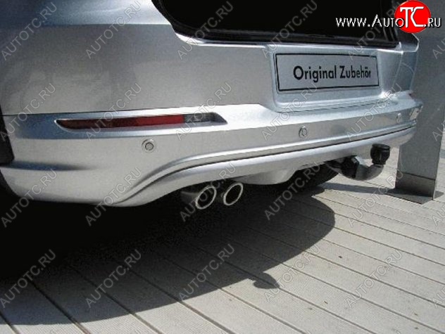 21 599 р. Накладка на задний бампер CT Volkswagen Touareg NF дорестайлинг (2010-2014) (Неокрашенная)  с доставкой в г. Пермь