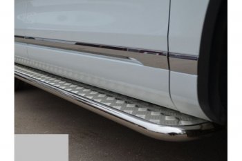 22 999 р. Широкая защита порогов с трубой d42 мм SLITKOFF v2  Volkswagen Touareg  NF (2010-2014) дорестайлинг  с доставкой в г. Пермь. Увеличить фотографию 2