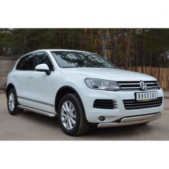 35 549 р. Широкая защита порогов с трубой d42 мм SLITKOFF v3  Volkswagen Touareg  NF (2010-2014) дорестайлинг  с доставкой в г. Пермь. Увеличить фотографию 2