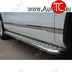 35 549 р. Широкая защита порогов с трубой d42 мм SLITKOFF v3  Volkswagen Touareg  NF (2010-2014) дорестайлинг  с доставкой в г. Пермь