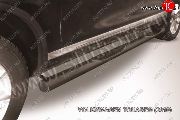 17 999 р. Защита порогов Slitkoff  Volkswagen Touareg  NF (2010-2014) дорестайлинг (Цвет: серебристый)  с доставкой в г. Пермь