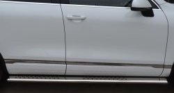 51 899 р. Защита порогов с круглыми вставками для ног из овальной трубы диаметром 120x60 мм SLITKOFF  Volkswagen Touareg  NF (2010-2014) дорестайлинг  с доставкой в г. Пермь. Увеличить фотографию 2