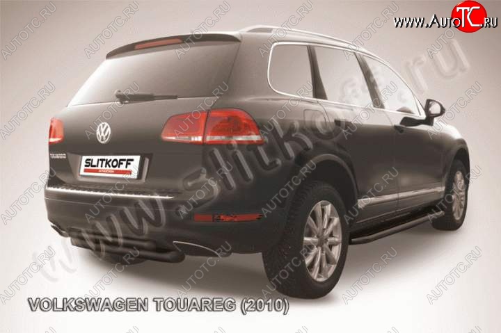8 199 р. Защита задняя Slitkoff Volkswagen Touareg NF дорестайлинг (2010-2014) (Цвет: серебристый)  с доставкой в г. Пермь