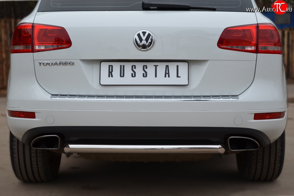 15 249 р. Одинарная защита заднего бампера из трубы диаметром 63 мм SLITKOFF Volkswagen Touareg NF дорестайлинг (2010-2014)  с доставкой в г. Пермь