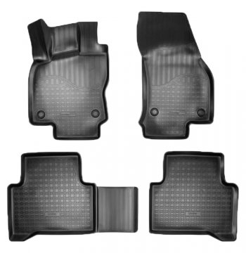 Коврики салонные Noplast (3D) Volkswagen Touran  2T (2015-2025) дорестайлинг минивэн (Черные)