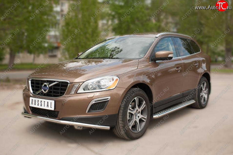 22 999 р. Широкая защита порогов с трубой d42 мм SLITKOFF v2 Volvo XC60  рестайлинг (2013-2017)  с доставкой в г. Пермь
