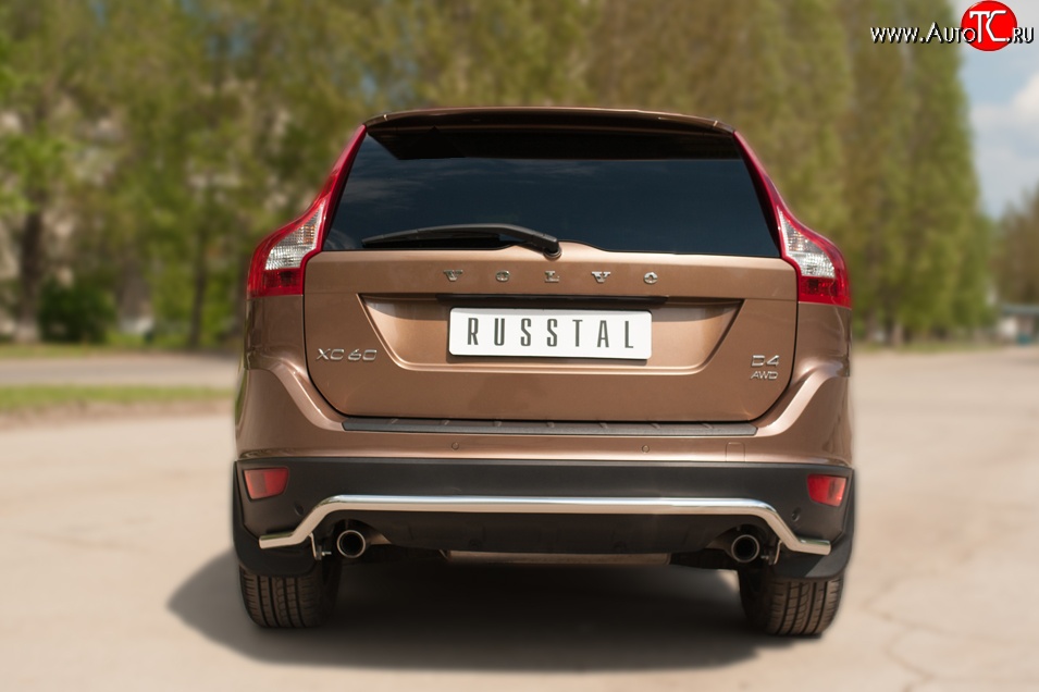 15 249 р. Защита заднего бампера из фигурной трубы диаметром 42 мм SLITKOFF Volvo XC60  дорестайлинг (2008-2013)  с доставкой в г. Пермь