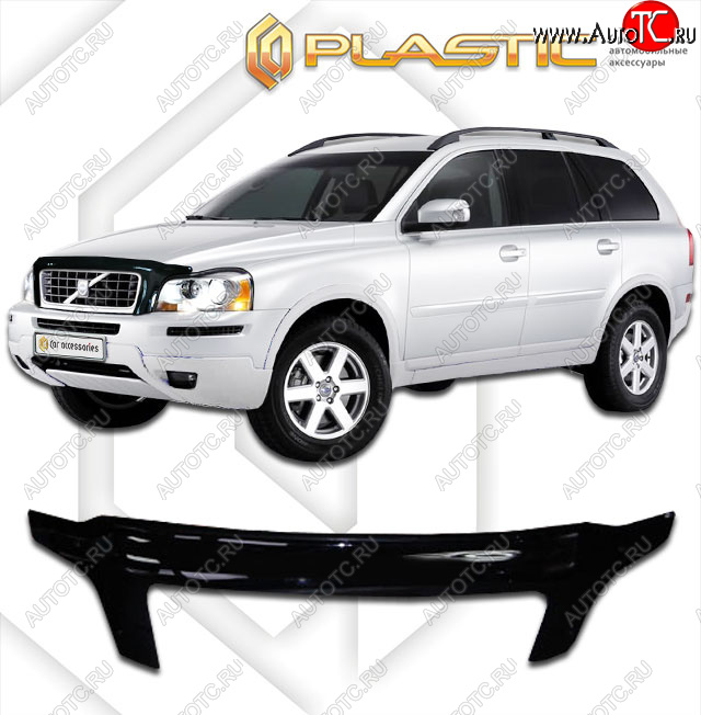 2 499 р. Дефлектор капота CA-Plastic exclusive Volvo XC90 C 1-ый рестайлинг (2006-2009) (Classic черный, Без надписи)  с доставкой в г. Пермь
