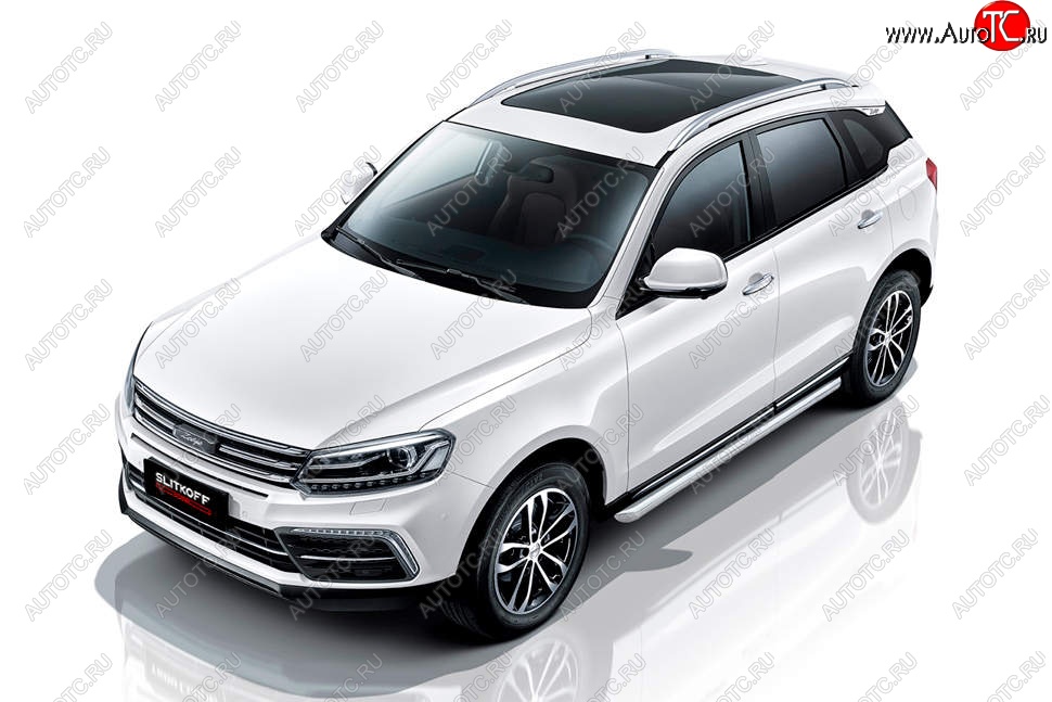 13 999 р. Защита порогов Slitkoff (d57 мм)  Zotye Coupa  B11F (2019-2021) (Нержавейка, Полированная)  с доставкой в г. Пермь