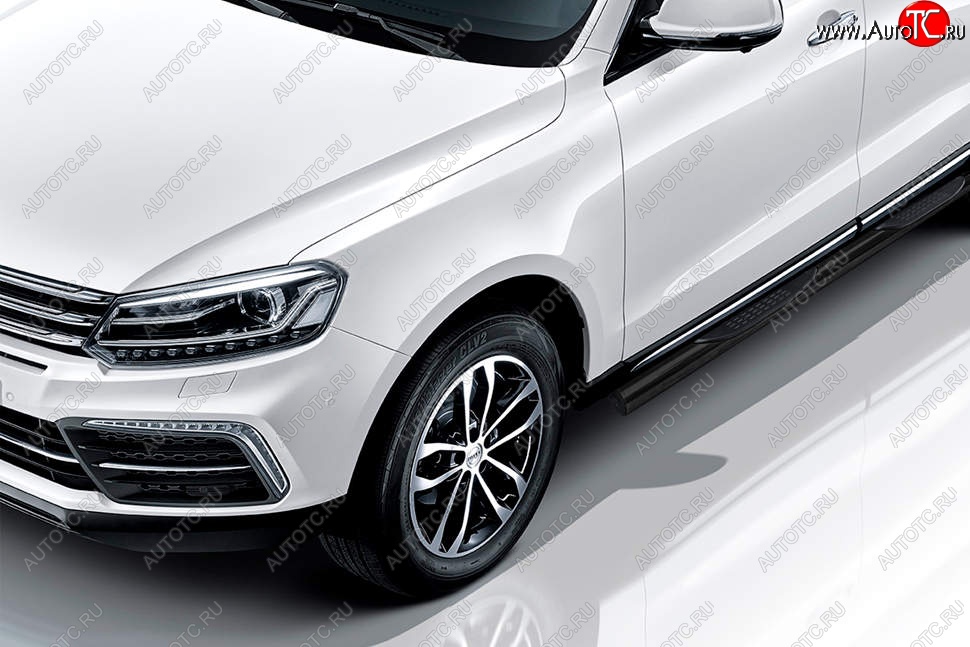 13 429 р. Защита порогов Slitkoff (d76 мм, с проступями)  Zotye Coupa  B11F (2019-2021) (Сталь с полимерным покрытием. Цвет: чёрный)  с доставкой в г. Пермь