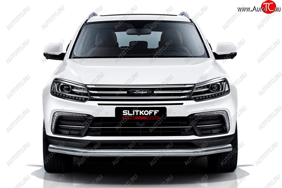 9 149 р. Защита переднего бампера Slitkoff (d57 мм)  Zotye Coupa  B11F (2019-2021) (Сталь с полимерным покрытием. Цвет: чёрный)  с доставкой в г. Пермь