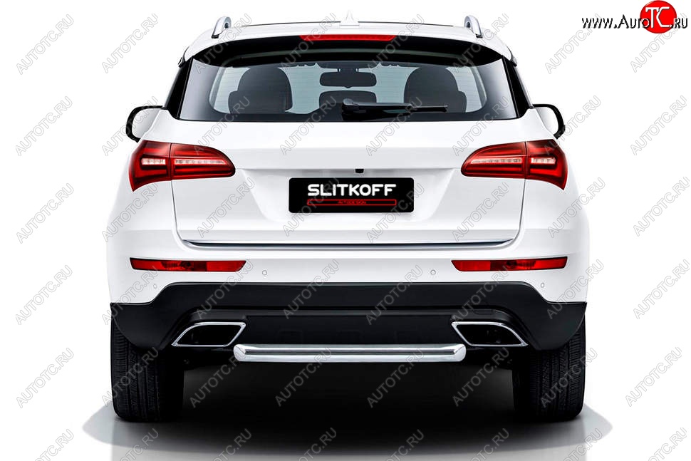 7 199 р. Защита заднего бампера Slitkoff (короткая, d57 мм)  Zotye Coupa  B11F (2019-2021) (Нержавейка, Полированная)  с доставкой в г. Пермь