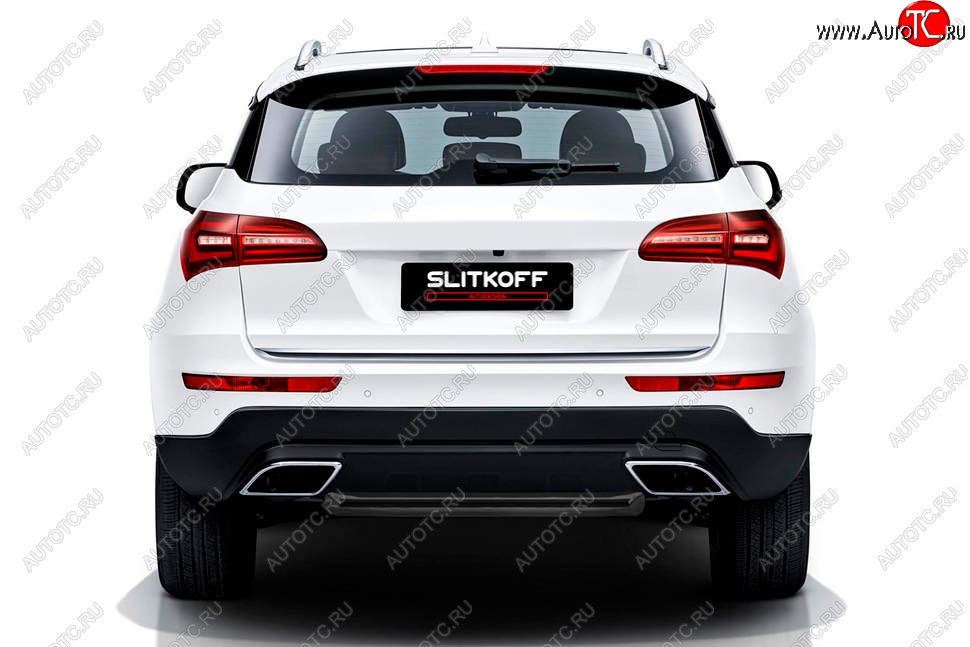 6 499 р. Защита заднего бампера Slitkoff (короткая, d57 мм)  Zotye Coupa  B11F (2019-2021) (Сталь с полимерным покрытием. Цвет: чёрный)  с доставкой в г. Пермь