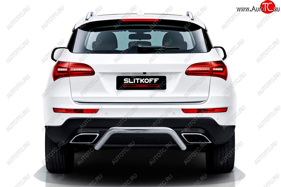 11 499 р. Защита заднего бампера Slitkoff (скоба, d57 мм)  Zotye Coupa  B11F (2019-2021) (Нержавейка, Полированная)  с доставкой в г. Пермь
