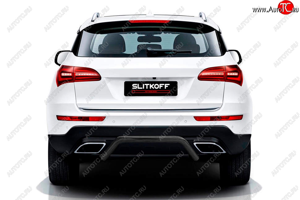 10 299 р. Защита заднего бампера Slitkoff (скоба, d57 мм)  Zotye Coupa  B11F (2019-2021) (Сталь с полимерным покрытием. Цвет: чёрный)  с доставкой в г. Пермь