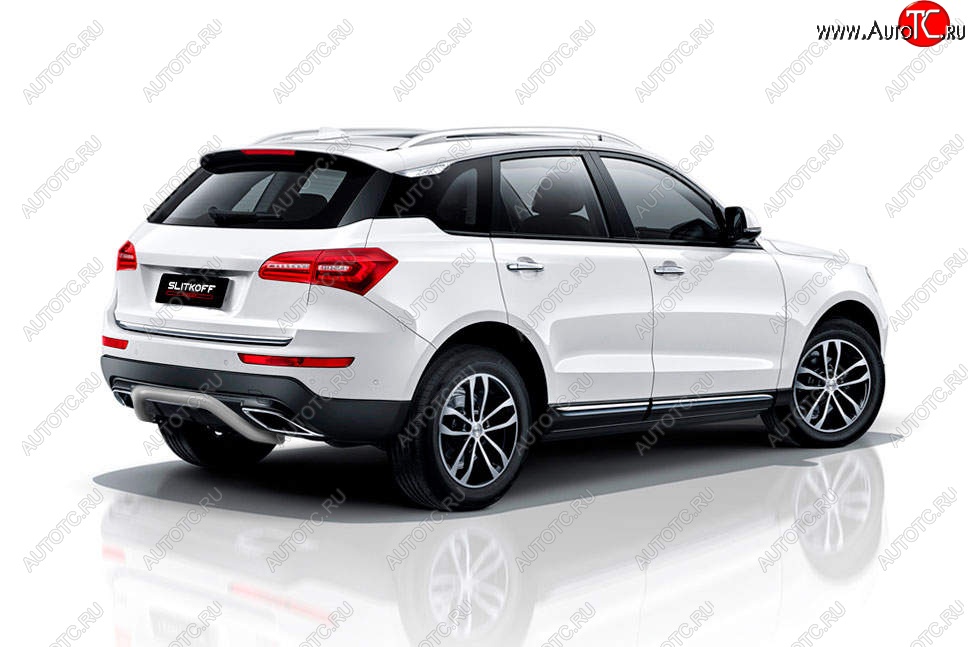 7 999 р. Защита заднего бампера Slitkoff (скоба, d57 мм) Zotye Coupa B11F (2019-2021) (Сталь с полимерным покрытием. Цвет: серебристый)  с доставкой в г. Пермь