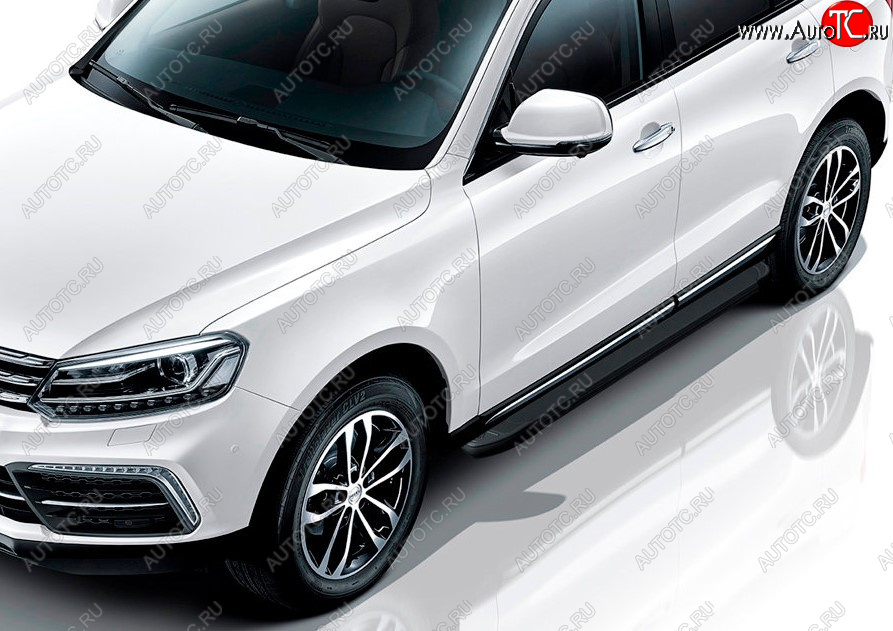 13 349 р. Пороги алюминиевые Slitkoff  Zotye Coupa  B11F (2019-2021) (Optima Black )  с доставкой в г. Пермь