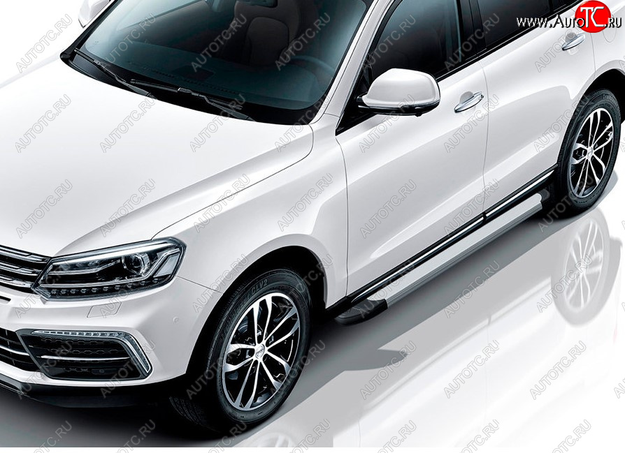 13 349 р. Пороги алюминиевые Slitkoff  Zotye Coupa  B11F (2019-2021) (Optima Silver)  с доставкой в г. Пермь