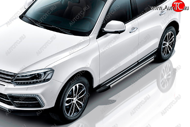 11 299 р. Пороги алюминиевые Slitkoff  Zotye Coupa  B11F (2019-2021) (Luxe Black)  с доставкой в г. Пермь
