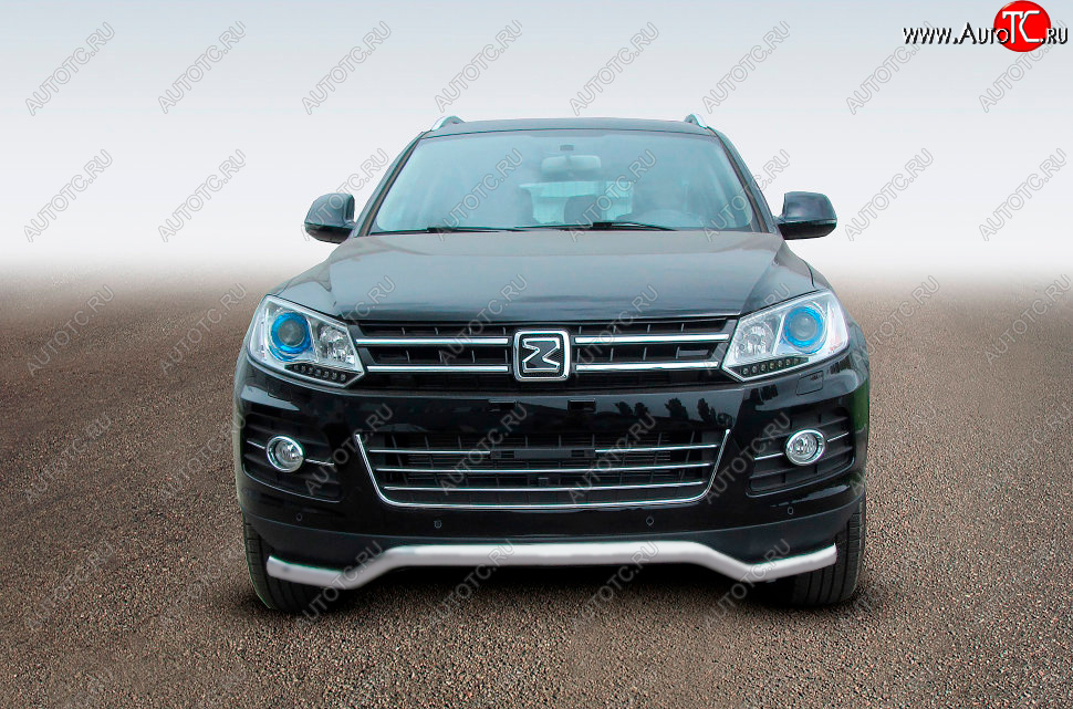8 949 р. Защита переднего бампера Slitkoff (Ø57 мм, волна) Zotye T600 (2014-2021) (Сталь полимерным покрытием в цвет: серебристый)  с доставкой в г. Пермь