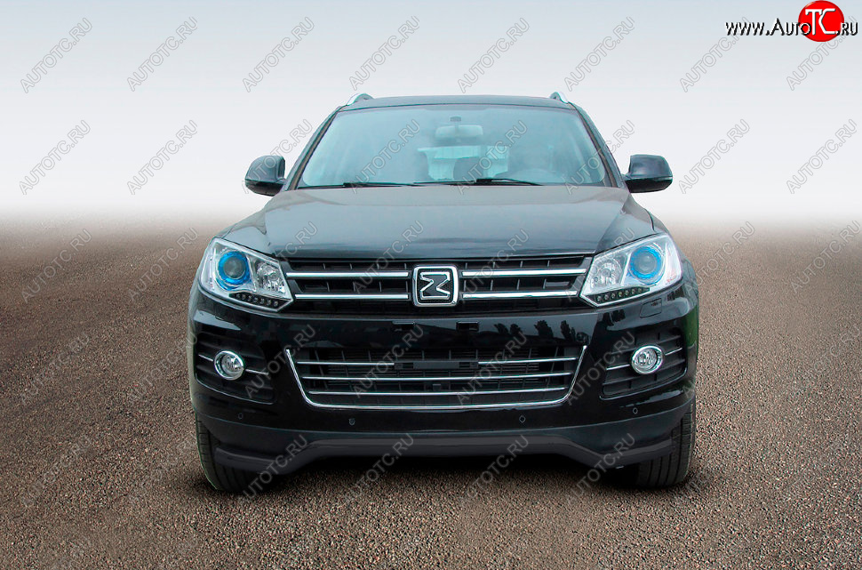 11 499 р. Защита переднего бампера Slitkoff (Ø57 мм, волна)  Zotye T600 (2014-2021) (Сталь с полимерным покрытием в цвет: черный)  с доставкой в г. Пермь