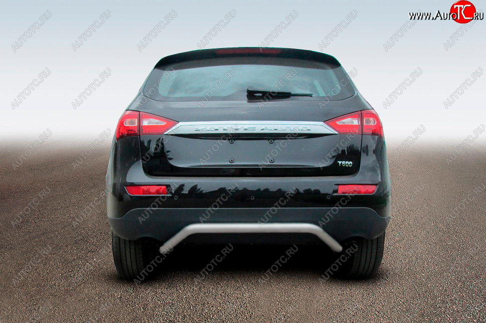7 999 р. Защита заднего бампера Slitkoff (d57, скоба) Zotye T600 (2014-2021) (Сталь полимерным покрытием в цвет: серебристый)  с доставкой в г. Пермь