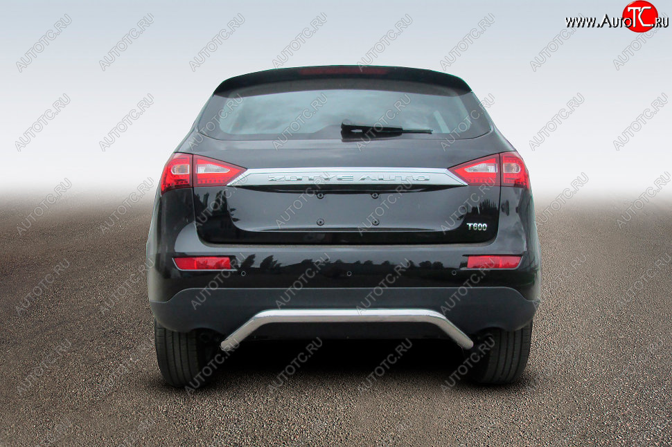 11 499 р. Защита заднего бампера из изогнутой трубы диаметром 57 мм Slitkoff Zotye T600 (2014-2021) (Цвет: нержавеющая полированная сталь)  с доставкой в г. Пермь