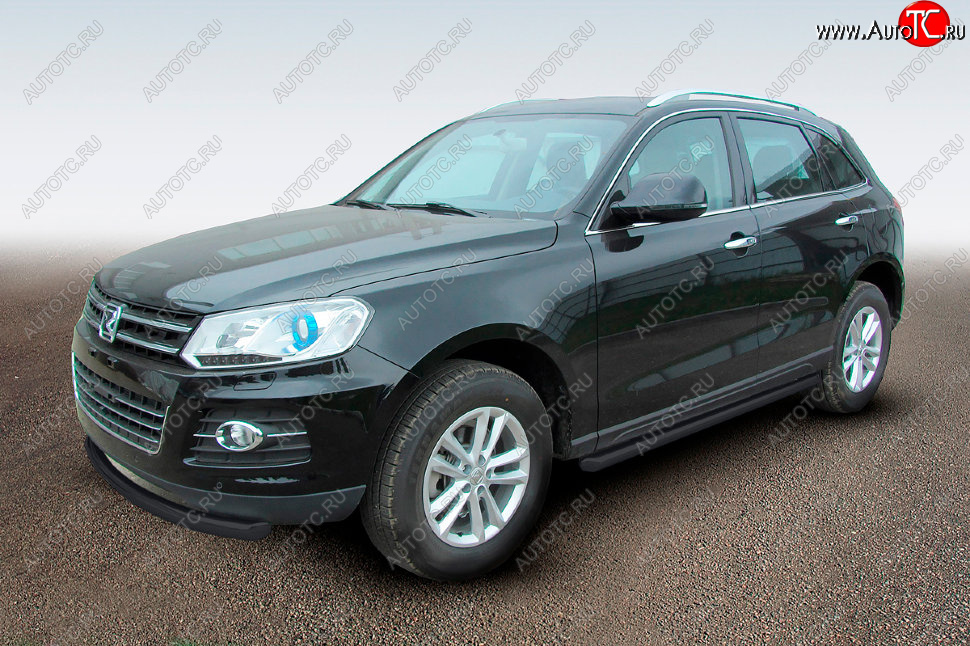 10 599 р. Защита порогов Slitkoff (Ø57 мм)  Zotye T600 (2014-2021) (Сталь с полимерным покрытием в цвет: черный)  с доставкой в г. Пермь